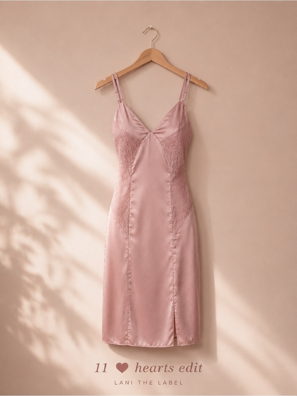 Lani The Label Ainsley Dusty Rose Satin Lace Slip Midi Dress XS NWT - Picture 3 of 9